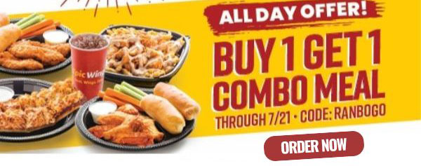 All Day Offer! Buy 1 Get 1 Combo Meal through 7/21. Use code: RANBOGO. Order Now